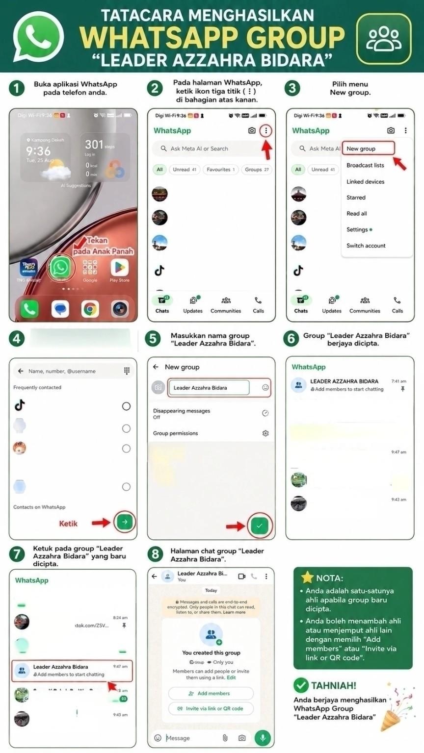 Tatacara Menghasilkan WhatsApp Group Leader Azzahra Bidara